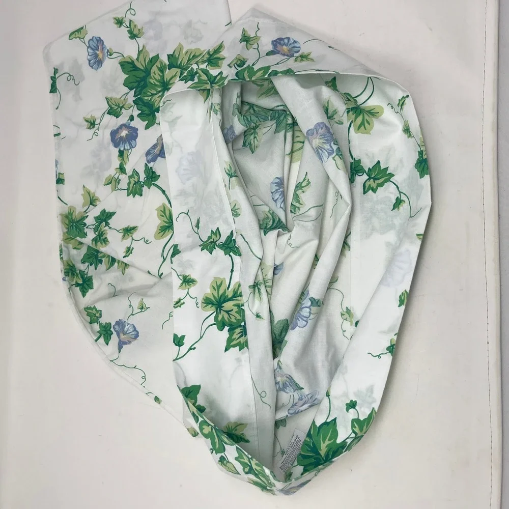 Vintage Cannon Morning Glory Floral Pillowcase Standard Blue Green White USA